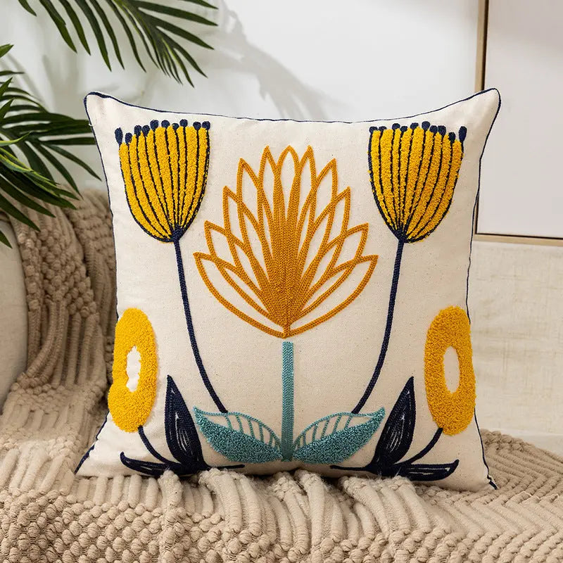 Housse de Coussin Brodée FLEURIA Style 5-45x45cm