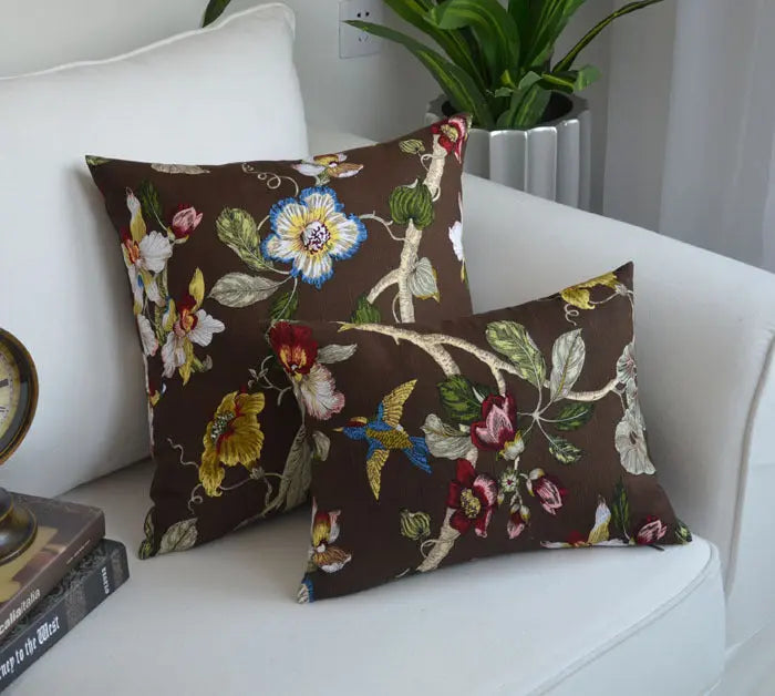 Housse de Coussin Brodée JACQAR Brown-45X45CM