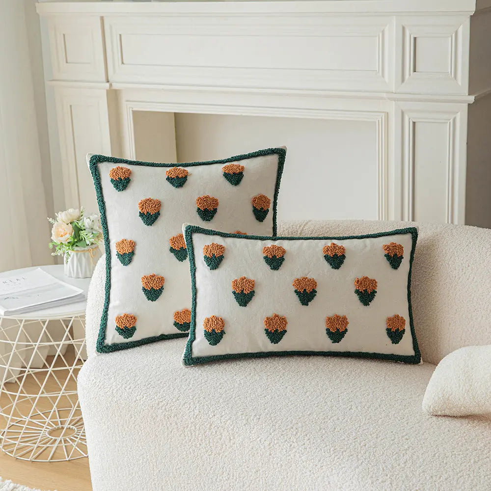 Housse de Coussin Cactus Brodé FLORENT Small Flower-45X45cm Without Core