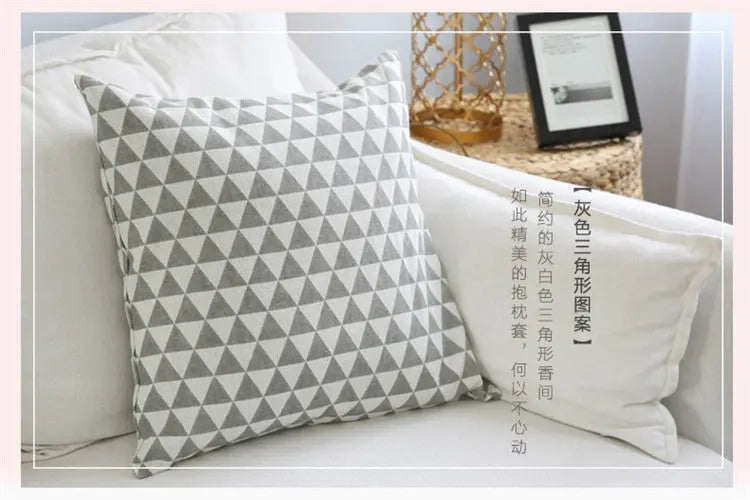 Housse de Coussin Japonais Yimanie Gray triangle-60X60CM