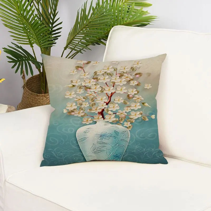 Housse de Coussin Lin Imprimé PEACOCK