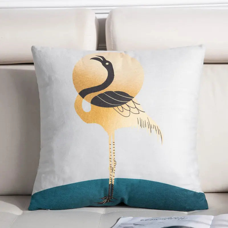 Housse de Coussin Luxe Design NORDIC Sunrise crane-45X45cm single pillowcase wit