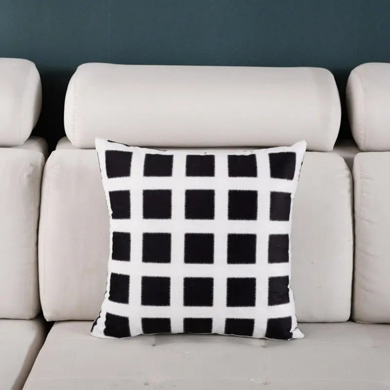 Housse de Coussin Luxe Design NORDIC Black and white grid-45X45cm covercore
