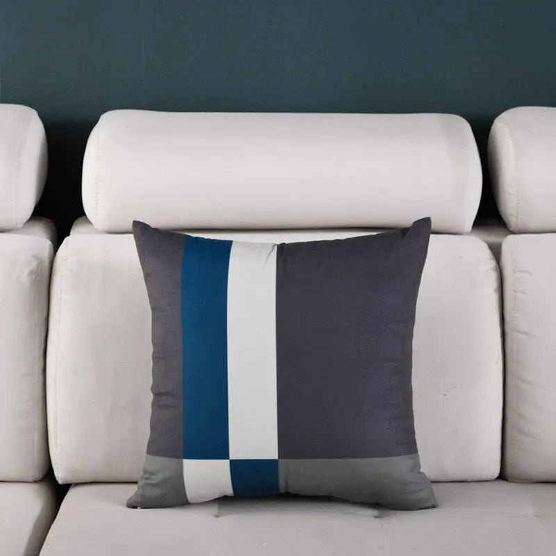 Housse de Coussin Luxe Design NORDIC Blue White grid-45X45cm single pillowcase wit