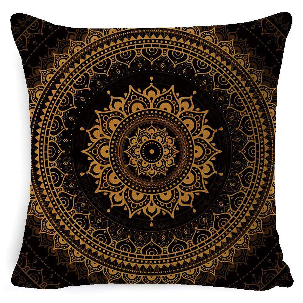 Housse de Coussin Mandala Rétro BOHO Style 5-45x45 Pillowcase Pillow Core