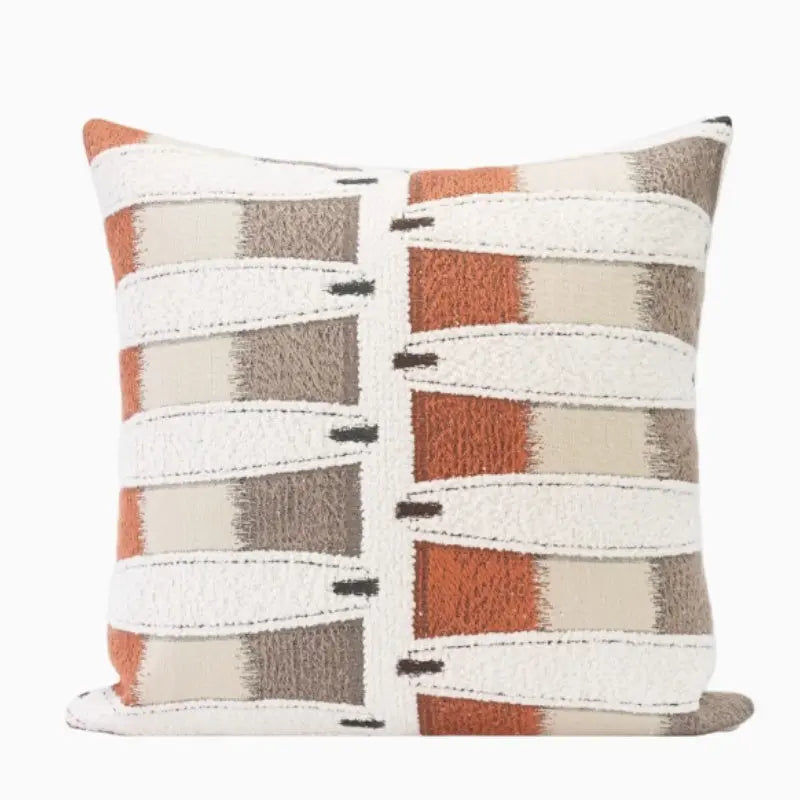 Housse de Coussin Minimaliste ZELYA Orange White Horizontal Strip-Pillowcase