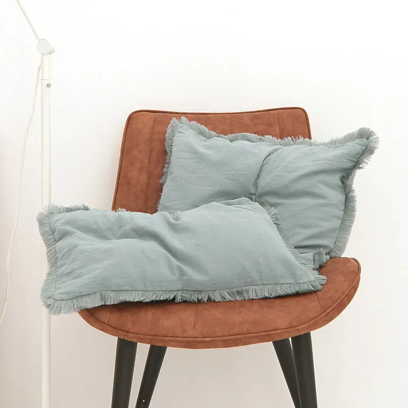 Housse de Coussin Moderne Alora Phantom Blue Fringe-30X50cm