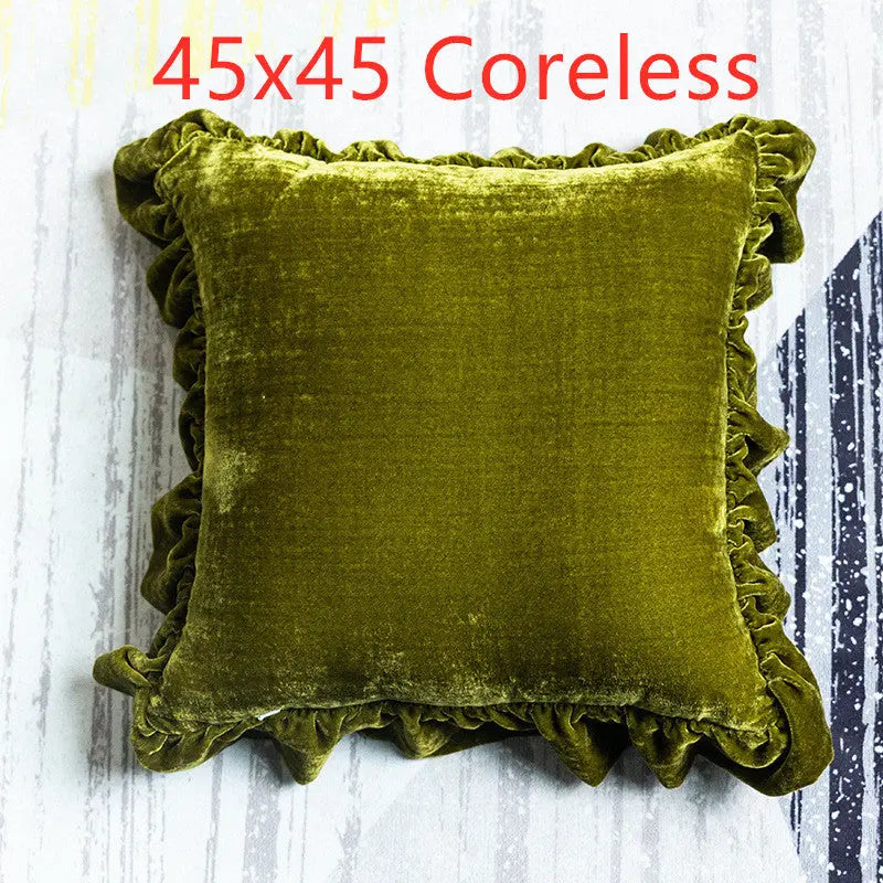 Housse de Coussin Satin Serein Olive green-45x45 Coreless