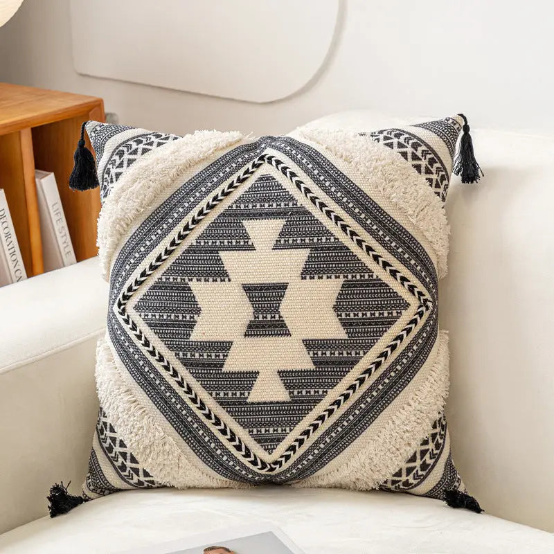 Housse de Coussin Scandinave LINORA Black-45x45-Without core