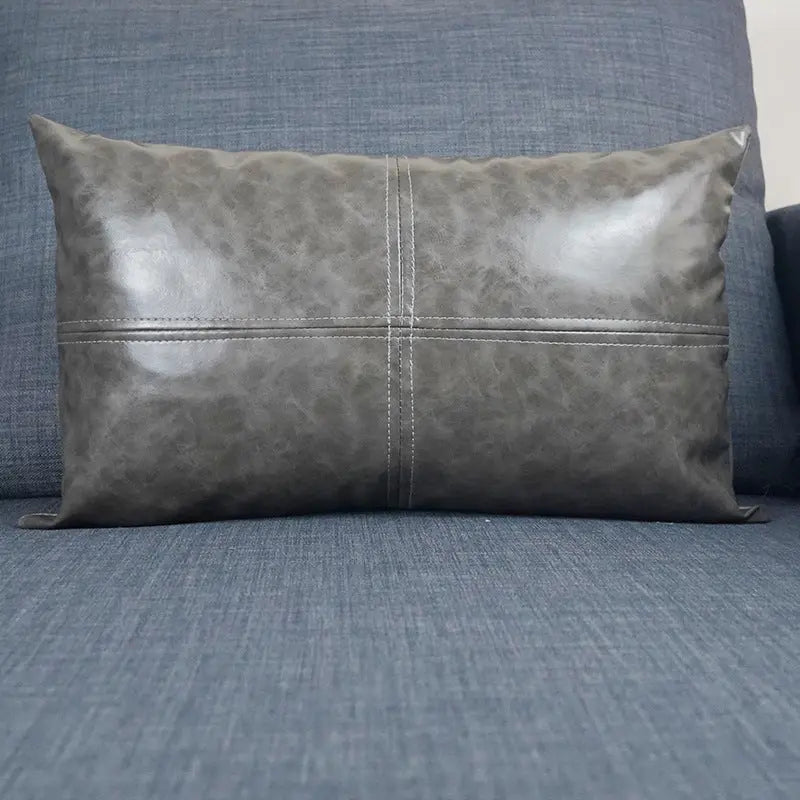 Housse de Coussin Simili-Cuir CRAZYHOR Grey-60x60cm