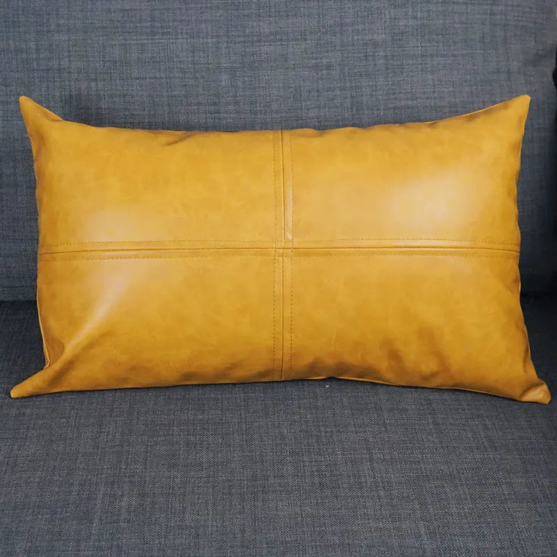 Housse de Coussin Simili-Cuir CRAZYHOR Yellow-50x50cm