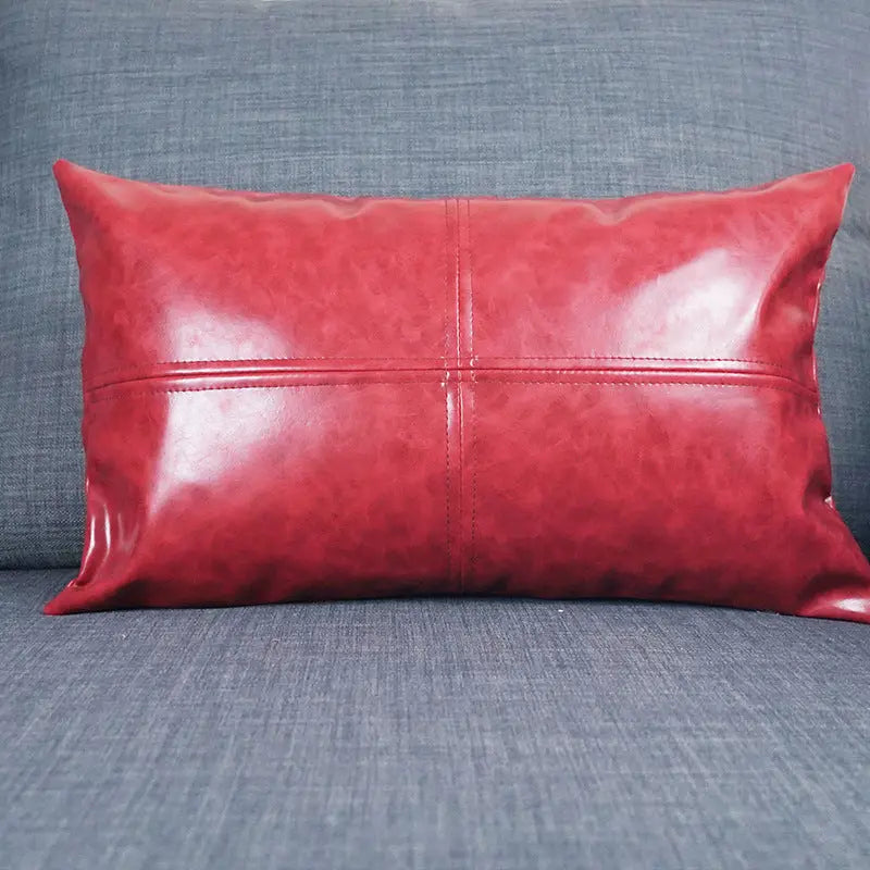 Housse de Coussin Simili-Cuir CRAZYHOR Red-45x45cm
