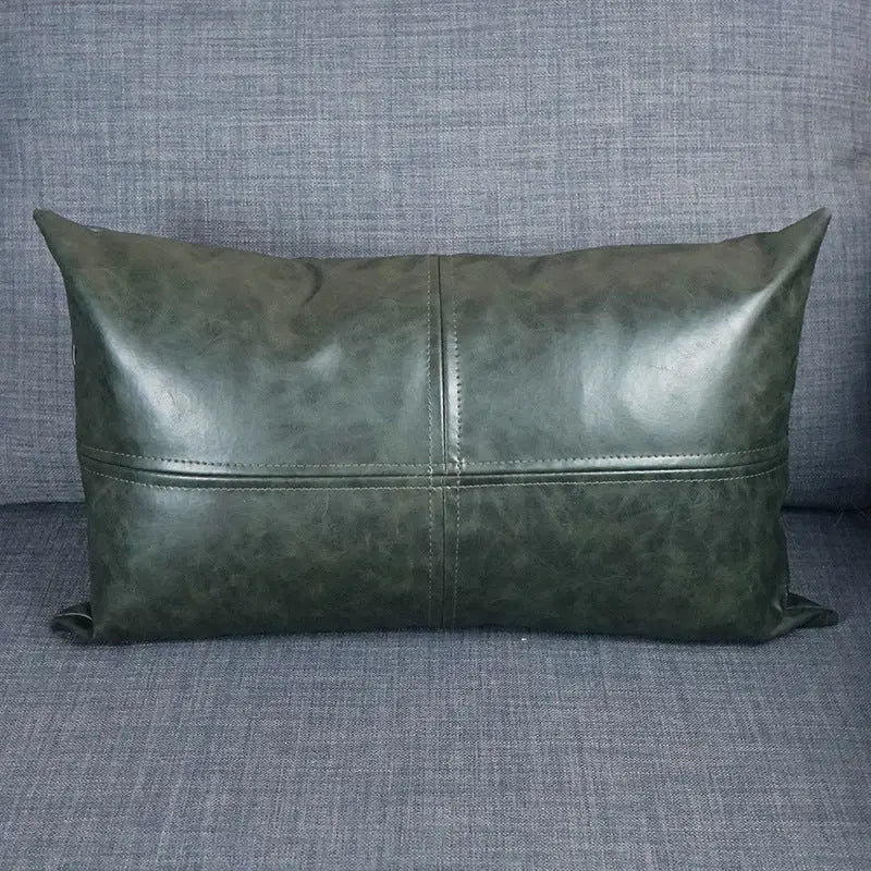 Housse de Coussin Simili-Cuir CRAZYHOR Green-30x50cm