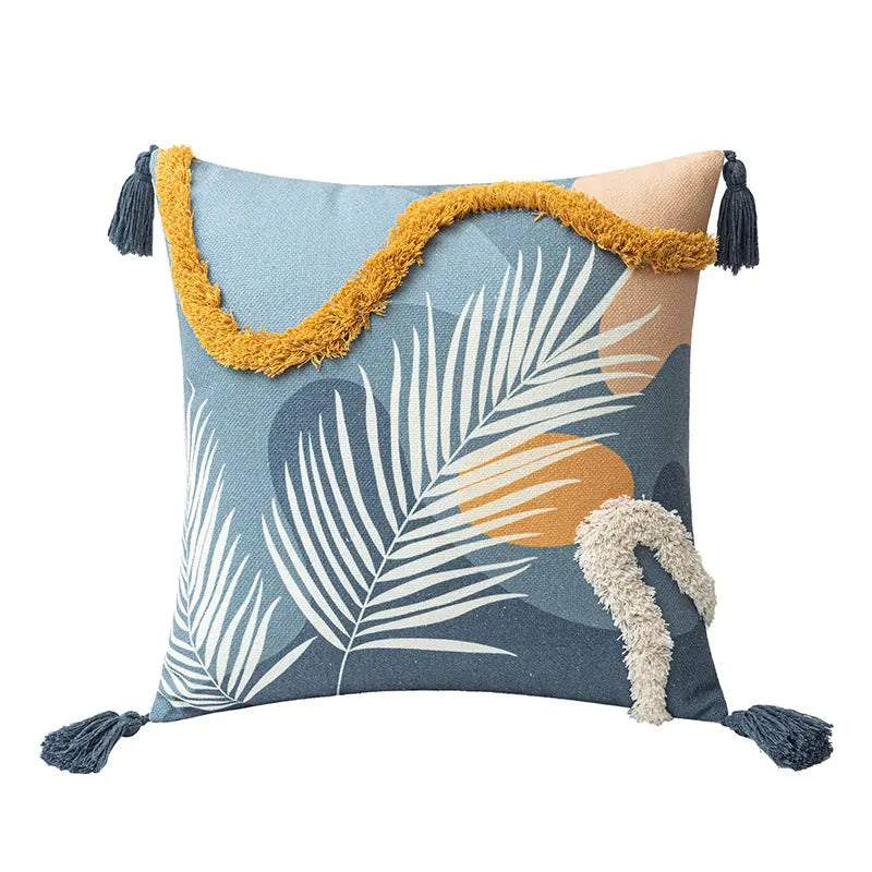 Housse de Coussin Tuft Embroidery MORANDI Yellow Strip-45x45cm Without Core
