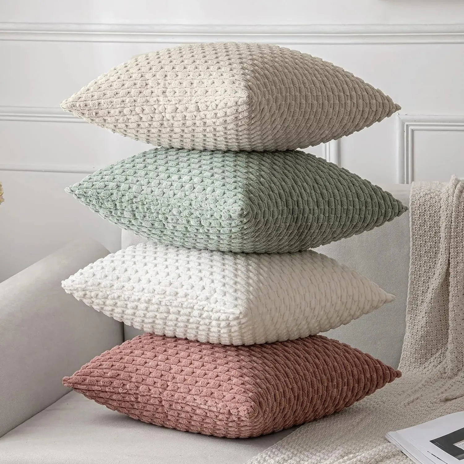 Housse de Coussin Velours Côtelé STRIPEO Housse de France