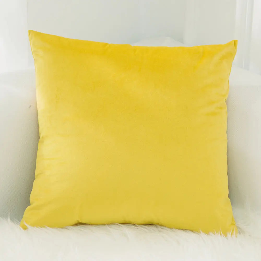 Housse de Coussin Velours EMALY 19Lemon Yellow-30x50cm Without Core