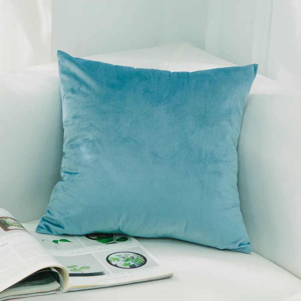 Housse de Coussin Velours EMALY 62Aqua Blue-30x50cm Without Core