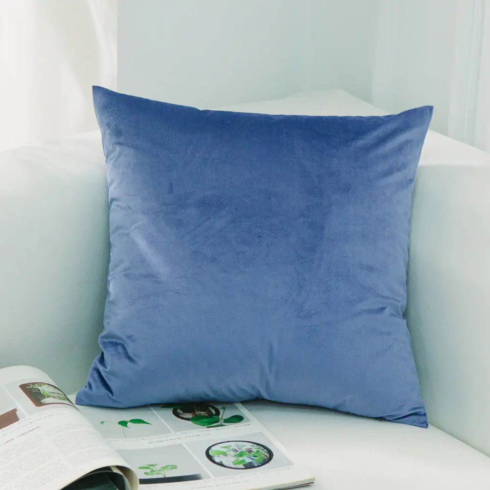 Housse de Coussin Velours FELIO 66Cyan Blue-50x50cmWithout Core