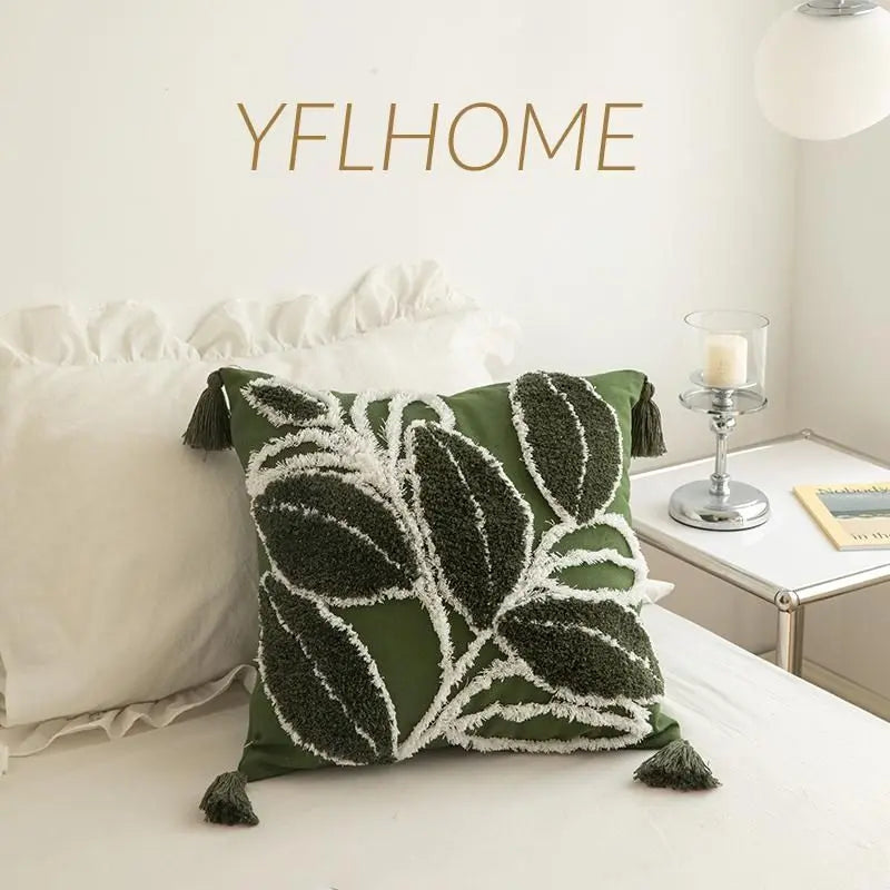 Housse de Coussin Velours Orchid MINMAINT 45 X45cm Single Pillowcase-Leaf Green