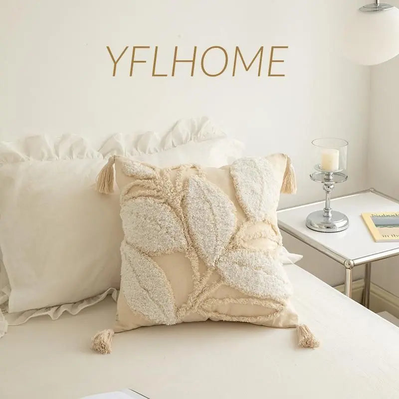 Housse de Coussin Velours Orchid MINMAINT 45 X45cm Single Pillowcase-Leaf White