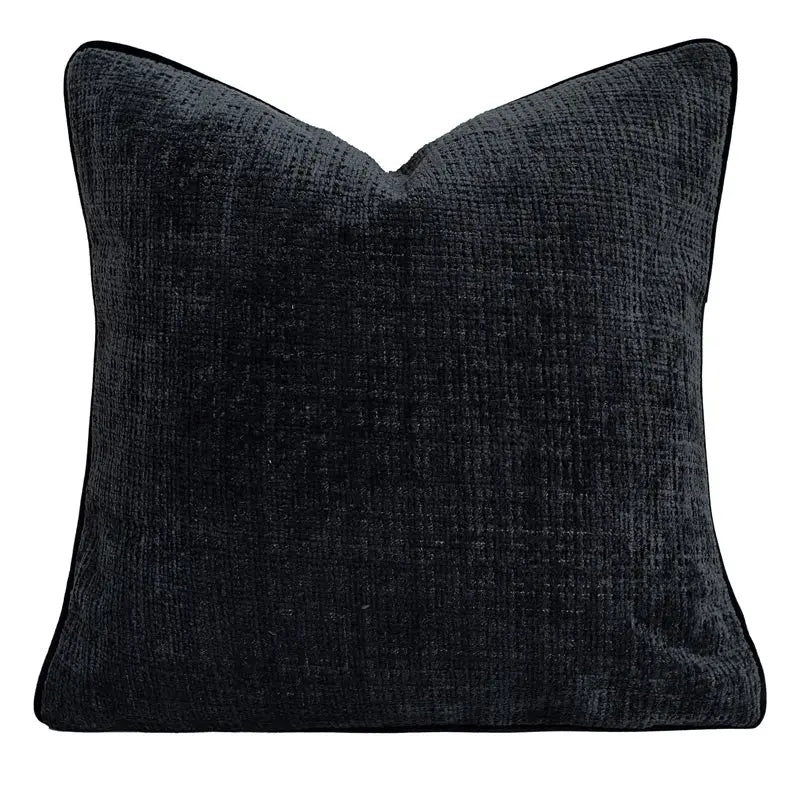 Housse de Coussin Velvet Carré LINARA Charcoal black square pillow-With core