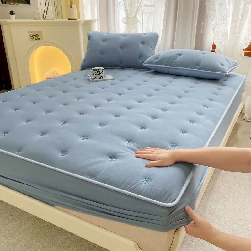 Housse de Matelas Coton Geométrique SEROLO Blue And Gray-150 × 200cm