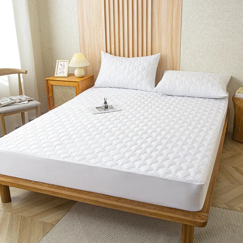 Housse de Matelas Imperméable QUILIA Bread Grid White-100x190cm Add 45cm