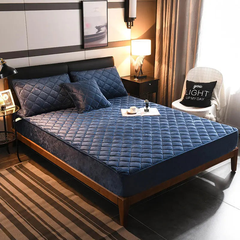 Housse de Matelas Velours Moderne VELZIO Sapphire Blue-200cmx 220cm