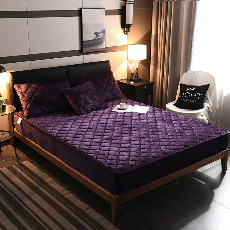 Housse de Matelas Velours Moderne VELZIO Charming Purple-135cmx200cm