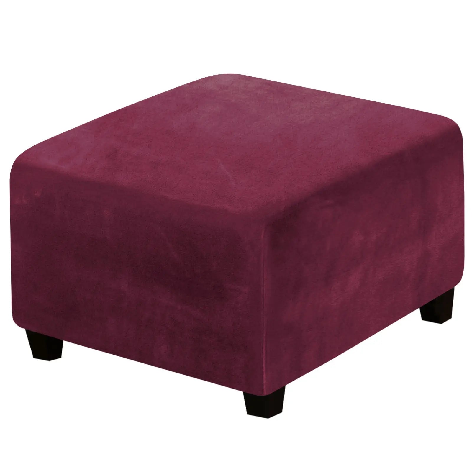 Housse de Pouf Velours Extensible **VELIDO** Wine Red-Sofa Cover