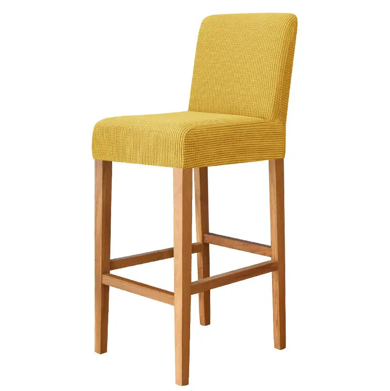 Housse de Tabouret Extensible FLANELLA 6 Lemon Yellow-Bar Chair Cover Short Back