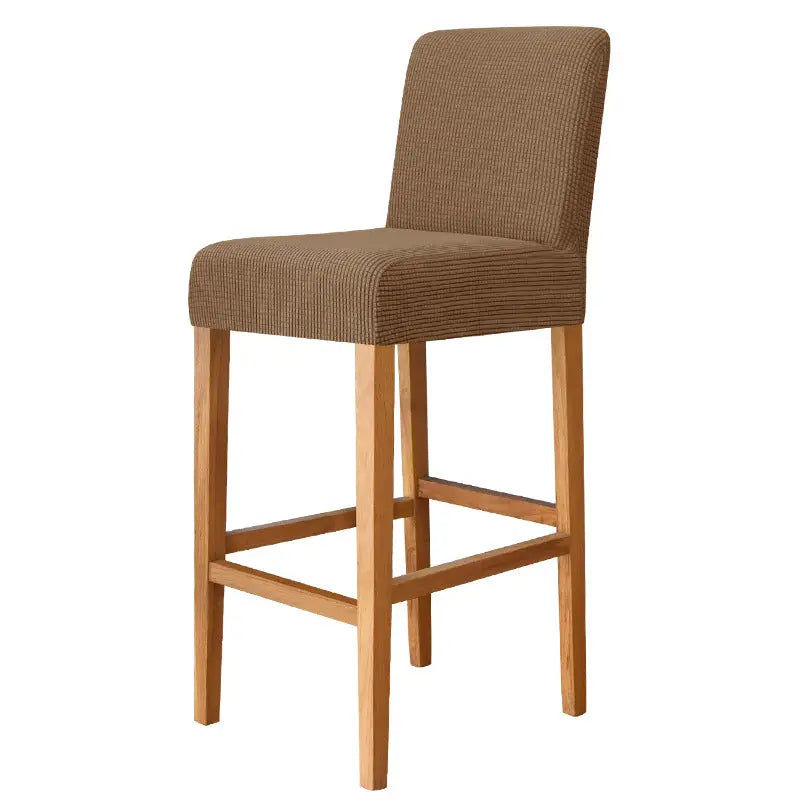 Housse de Tabouret Extensible FLANELLA 18 Dark Coffee-Bar Chair Cover Short Back