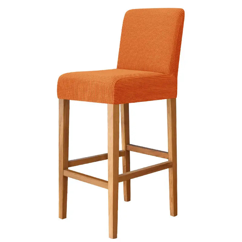 Housse de Tabouret Stretch Velours CHARAMA 12 Orange-Bar Chair Cover Short Back