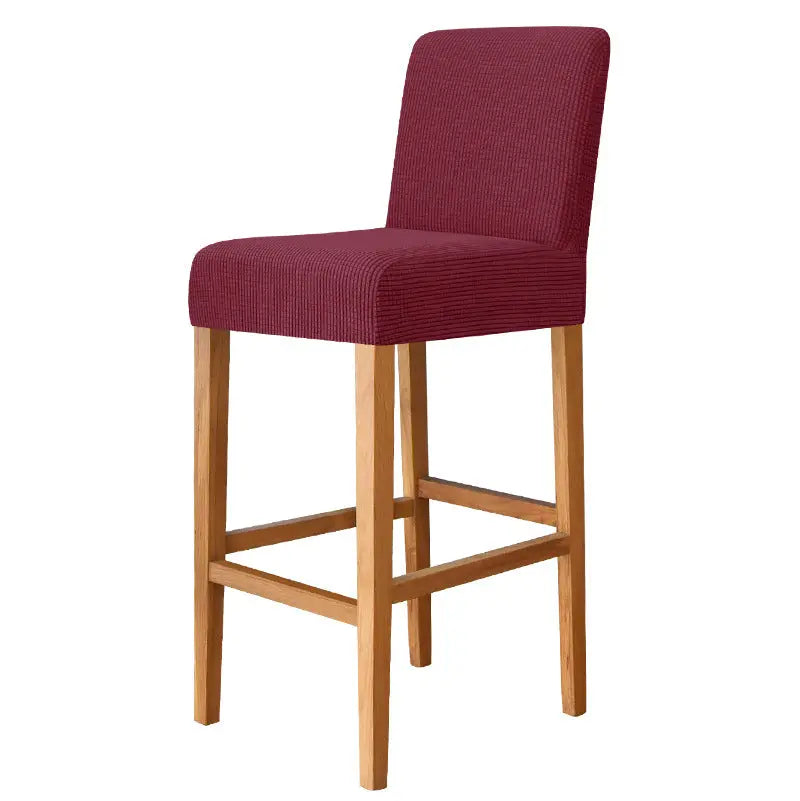 Housse de Tabouret Stretch Velours CHARAMA 20 Wine Red-Bar Chair Cover Short Back