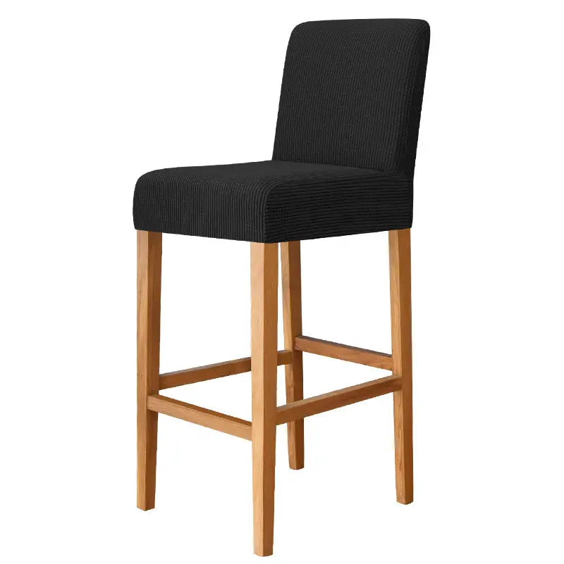 Housse de Tabouret Stretch Velours CHARAMA 22 Very Black-Bar Chair Cover Short Back