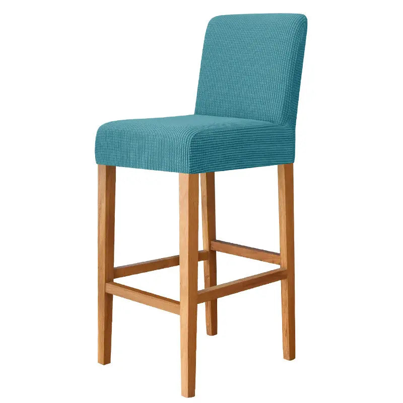 Housse de Tabouret Stretch Velours CHARAMA 11Turquoise blue-Bar Chair Cover Short Back