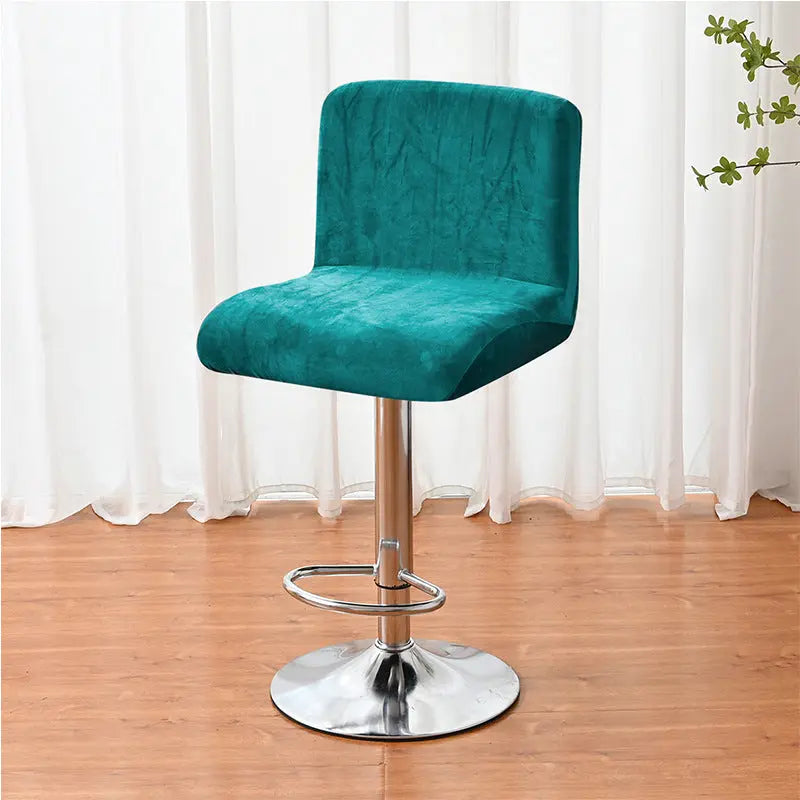 Housse de Tabouret Velours Anti-Dérapant LUXEVA Peacock Blue-1pcs