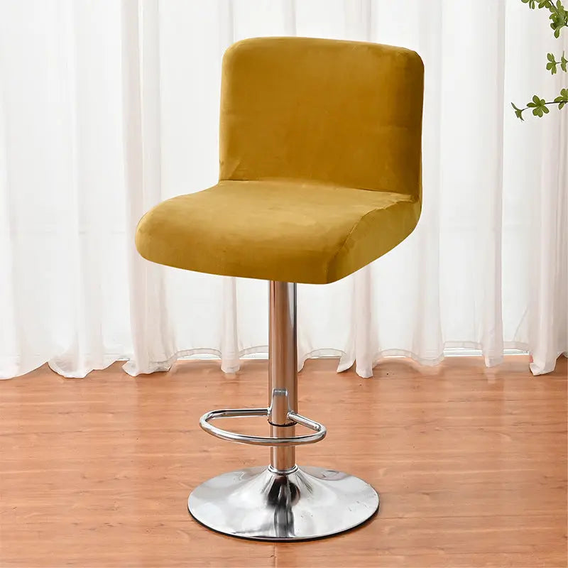 Housse de Tabouret Velours Anti-Dérapant LUXEVA Yellow-1pcs