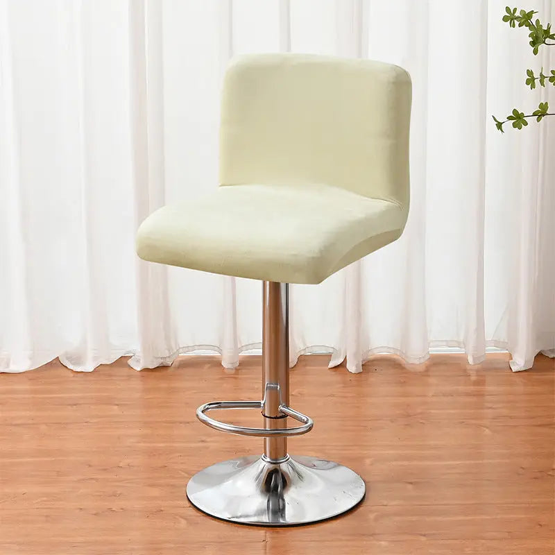 Housse de Tabouret Velours Anti-Dérapant LUXEVA Beige-4PCS