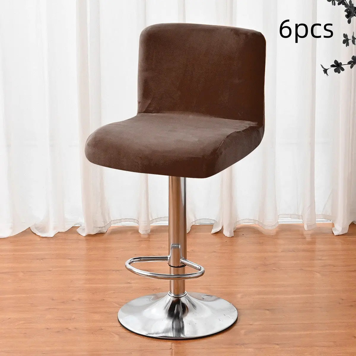 Housse de Tabouret Velours Anti-Dérapant LUXEVA Coffee-6pcs
