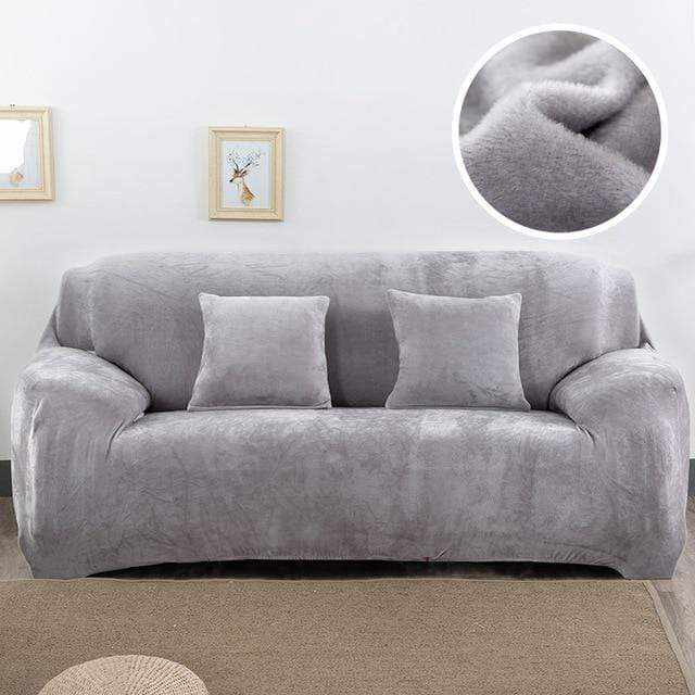 Détail tissu micro-velours doux housse canapé VELOURS - texture moelleuse au toucher