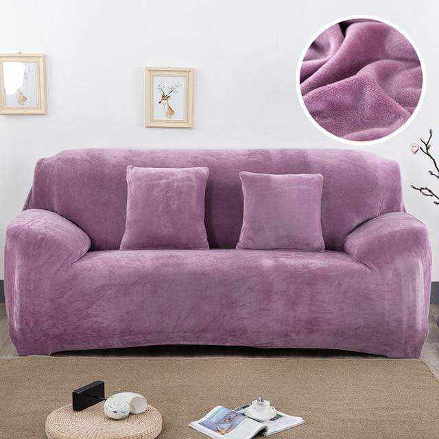 Housse canapé velours moelleux VELOURS - rendu aspect luxe sur canapé 4 places
