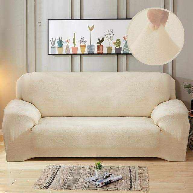 Housse canapé velours moelleux VELOURS coloris taupe - accord décoration scandinave