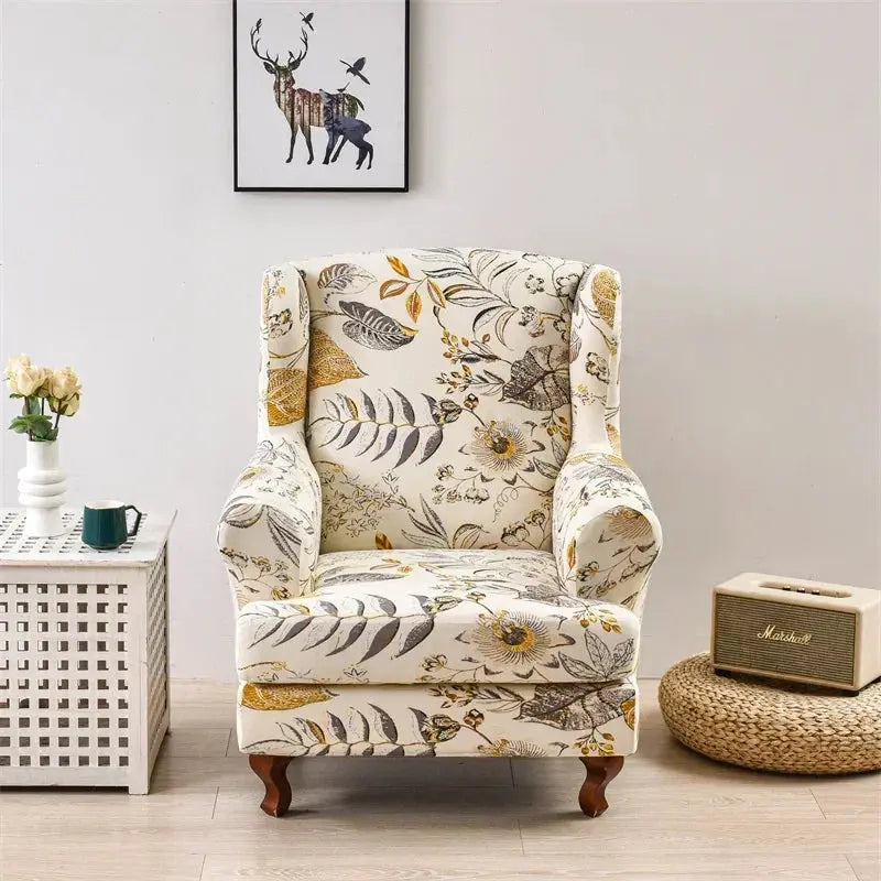 Housse de chaise à ailes extensibles, imprimé Floral, housse de fauteuil à ailes, protection de canapé à dossier incliné pour détente unique avec housses de coussin Housse de France