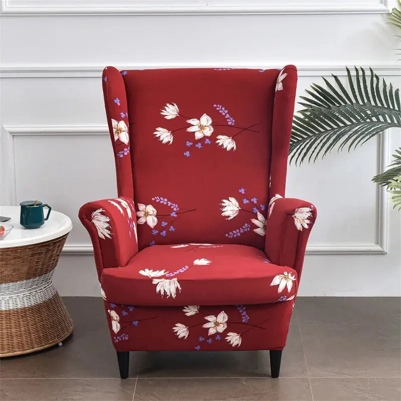 Housse de chaise à ailes imprimées feuilles, housse de fauteuil extensible en Spandex, style nordique amovible, housse de canapé relaxante, housse de protection pour meubles Housse de France