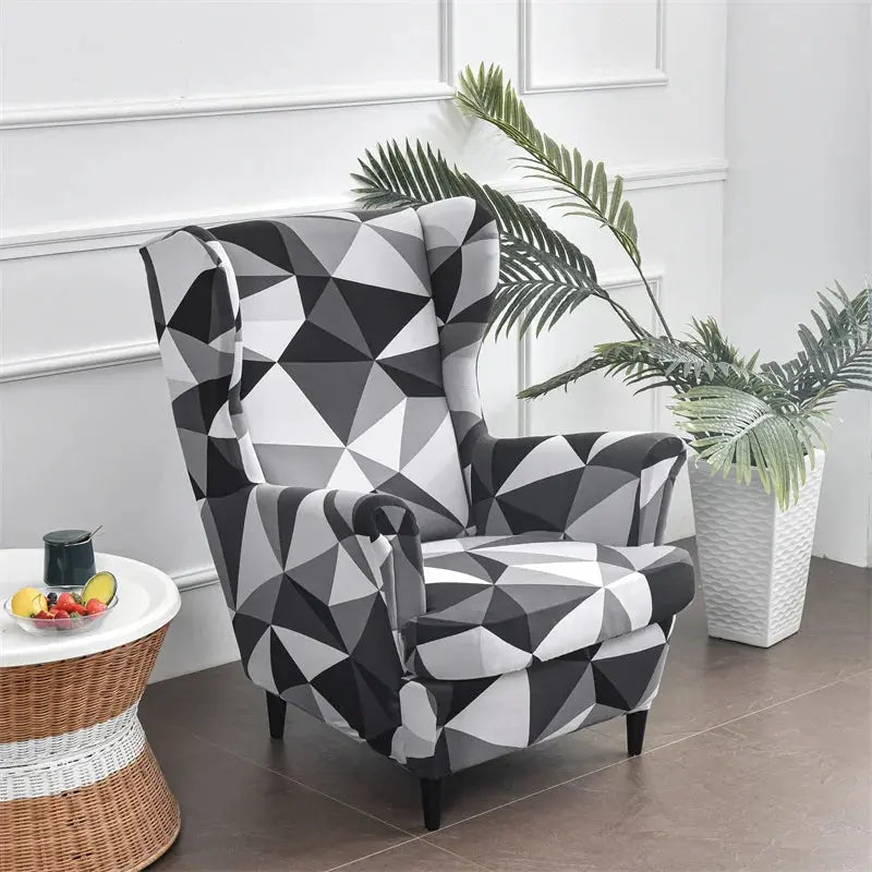 Housse de chaise à ailes imprimées feuilles, housse de fauteuil extensible en Spandex, style nordique amovible, housse de canapé relaxante, housse de protection pour meubles Housse de France