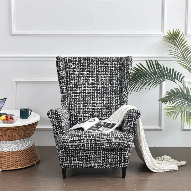 Housse de chaise à ailes imprimées feuilles, housse de fauteuil extensible en Spandex, style nordique amovible, housse de canapé relaxante, housse de protection pour meubles Housse de France