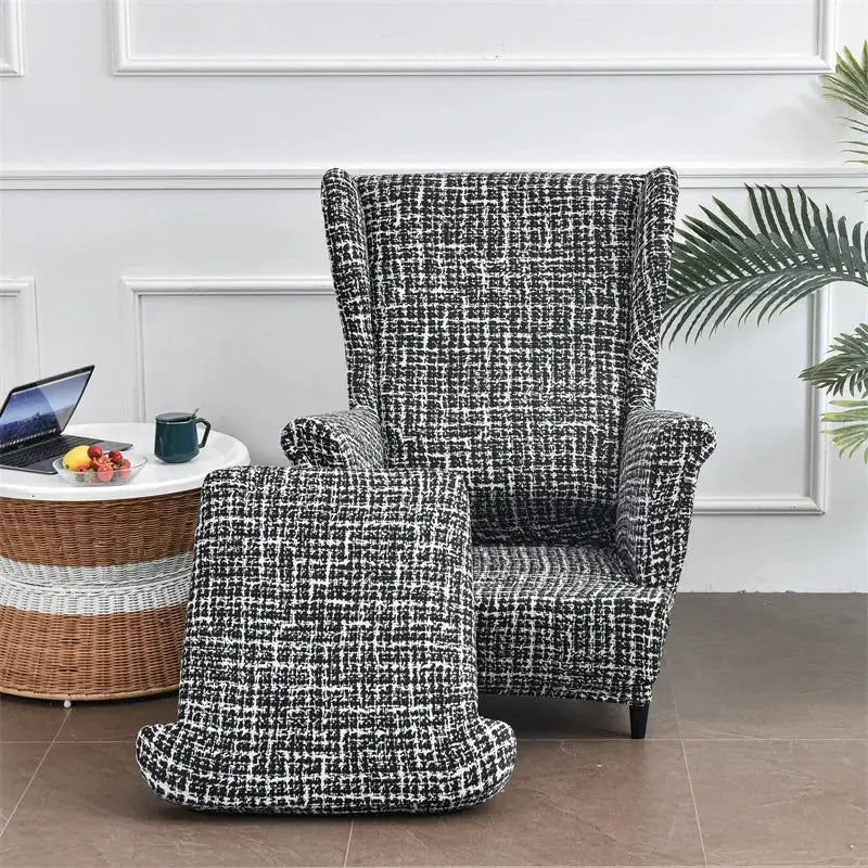 Housse de chaise à ailes imprimées feuilles, housse de fauteuil extensible en Spandex, style nordique amovible, housse de canapé relaxante, housse de protection pour meubles Housse de France