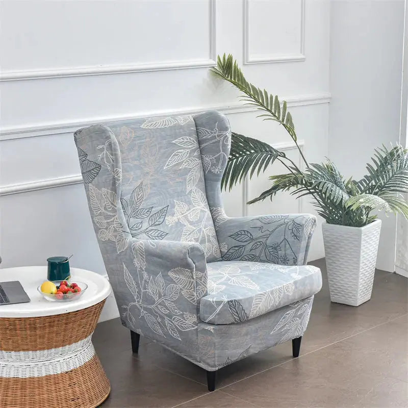 Housse de chaise à ailes imprimées feuilles, housse de fauteuil extensible en Spandex, style nordique amovible, housse de canapé relaxante, housse de protection pour meubles Housse de France