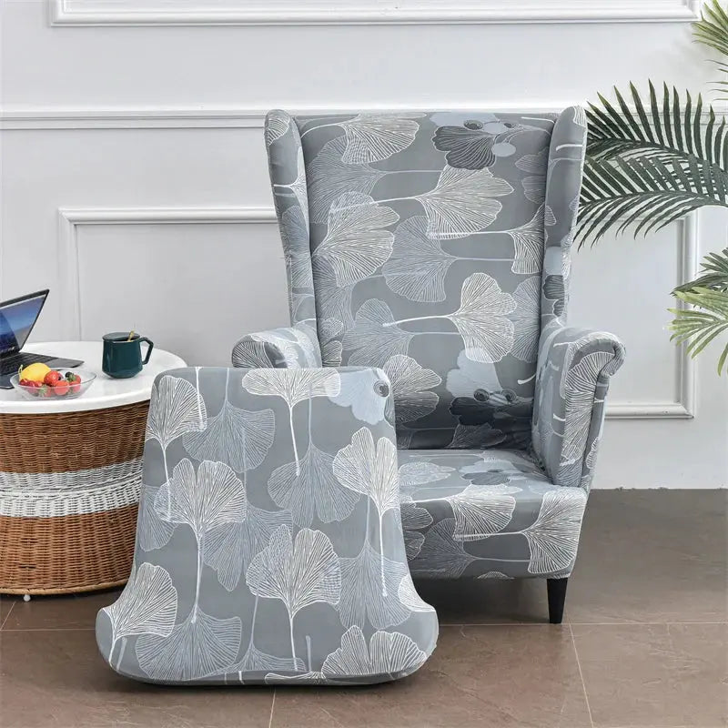 Housse de chaise à ailes imprimées feuilles, housse de fauteuil extensible en Spandex, style nordique amovible, housse de canapé relaxante, housse de protection pour meubles Housse de France